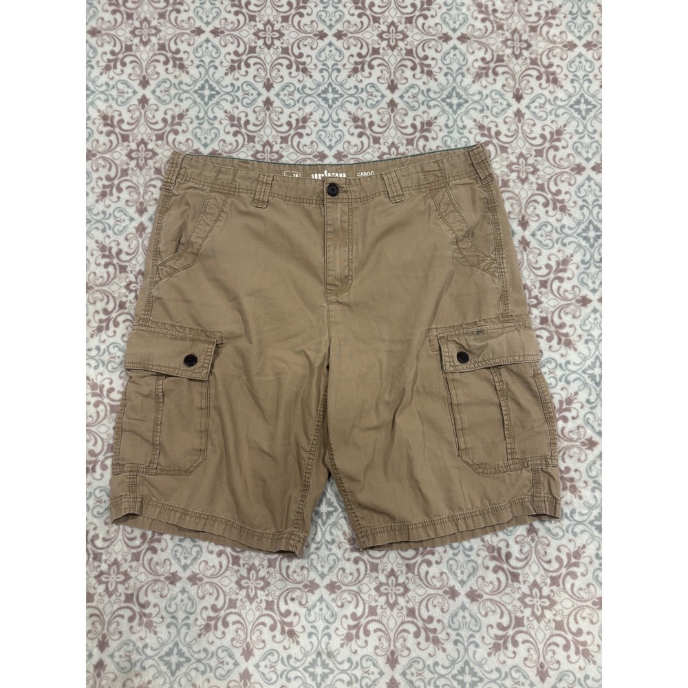 Urban Pipeline Mens 38 Cargo Shorts Tan Khaki Ripstop Cotton Classic Length